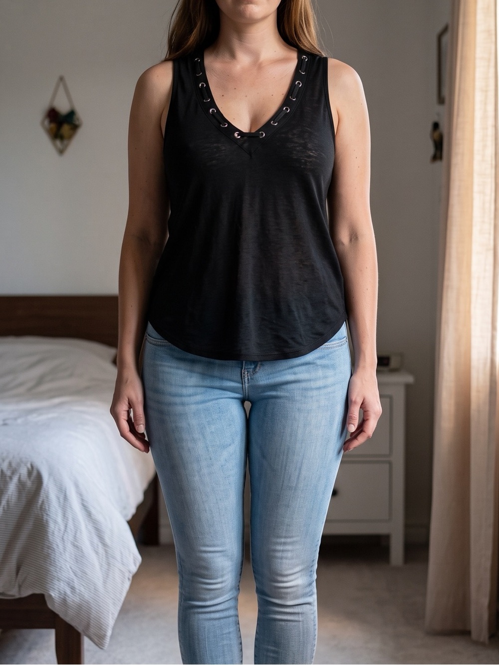 Express Semi Sheer Tank Top - Dark Blue